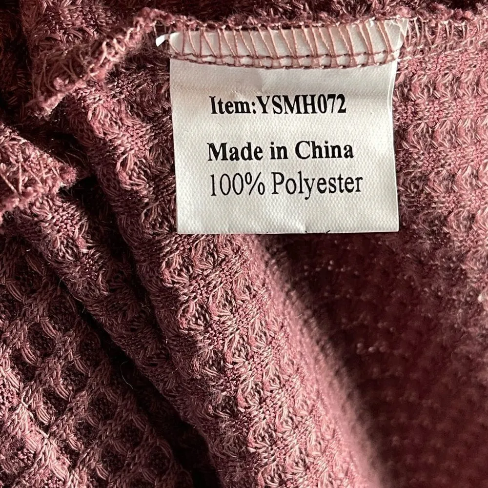 NWT DUOSTICK Waffle Knit Twist Long Sleeve Top (Mauve Red) - Image 8