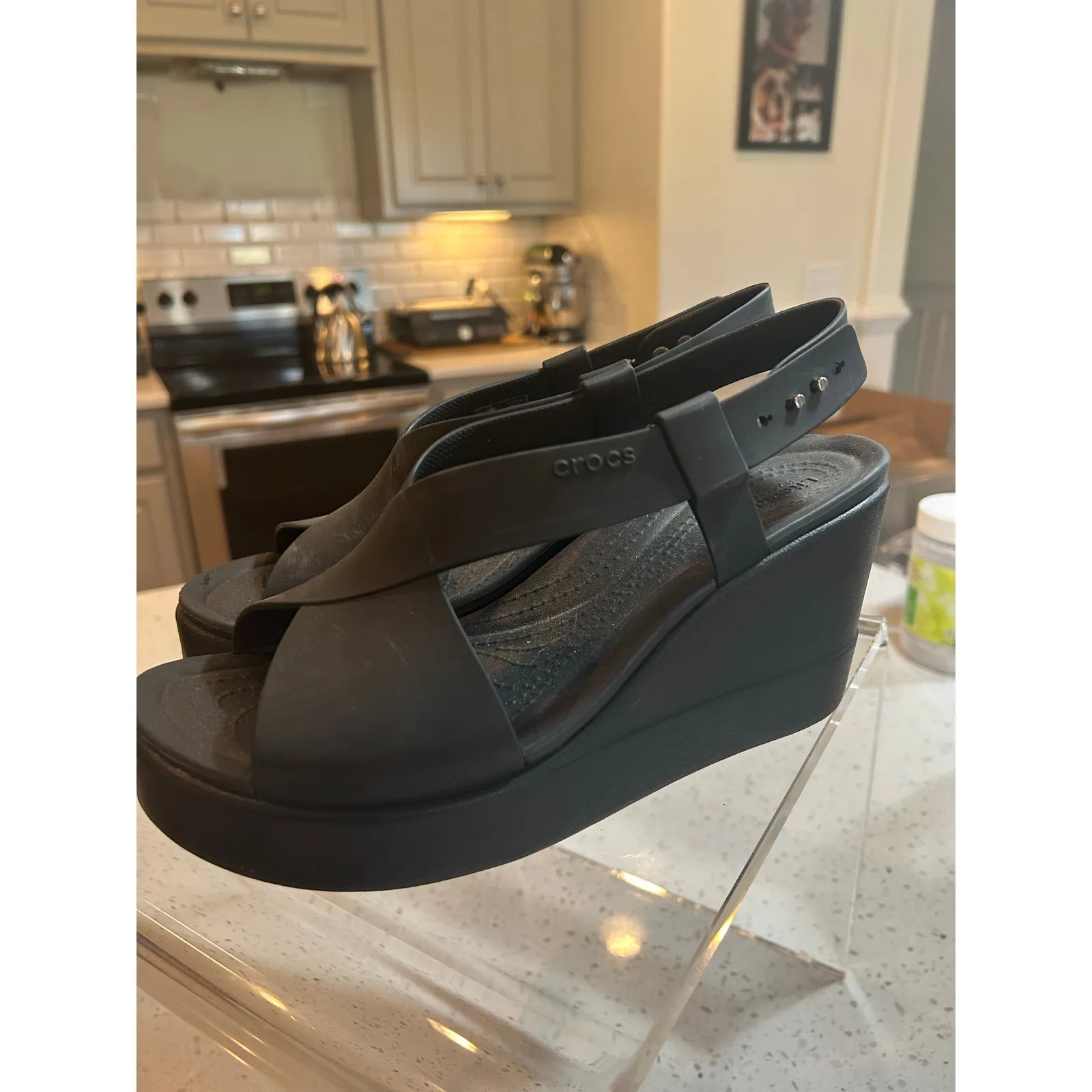 Crocs Platform Liferide Black Sandals - Women's Size 9 - Image 5