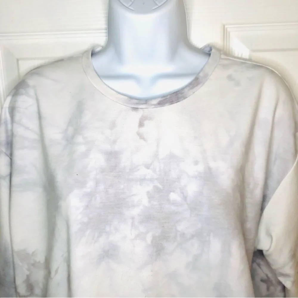 Melloday Tie Dye Sweatshirt Long Sleeves Lavender Gray White L - Image 3