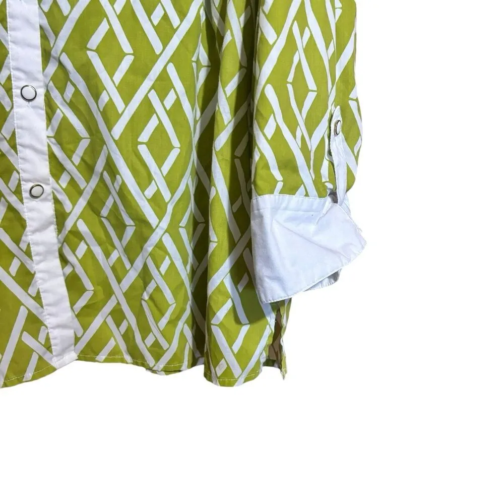 Bob Mackie Wearable Art Top Womens 2X Multicolor Artsy Print Button Up Blouse - Image 6