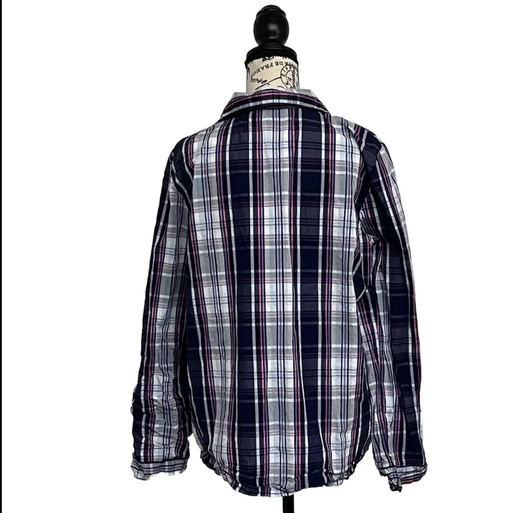 Victoria’s Secret Plaid Pajama Top – Button Down Long Sleeve Lounge Shirt L - Image 5