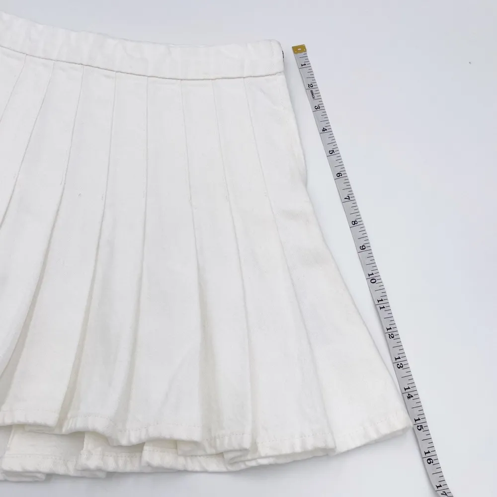 NEW Frame Pleated White Denim Tennis Skirt Preppy Cotton Mini Women's Size 27 - Image 12