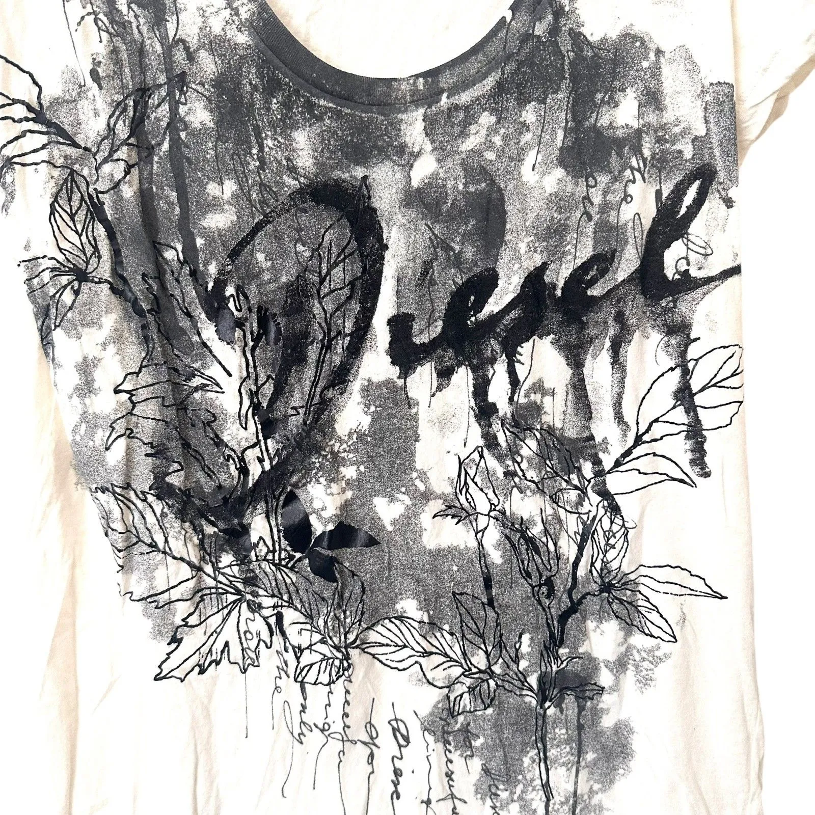 DIESEL Graphic Scoop Neck Tee White‎ Black Large - Image 3