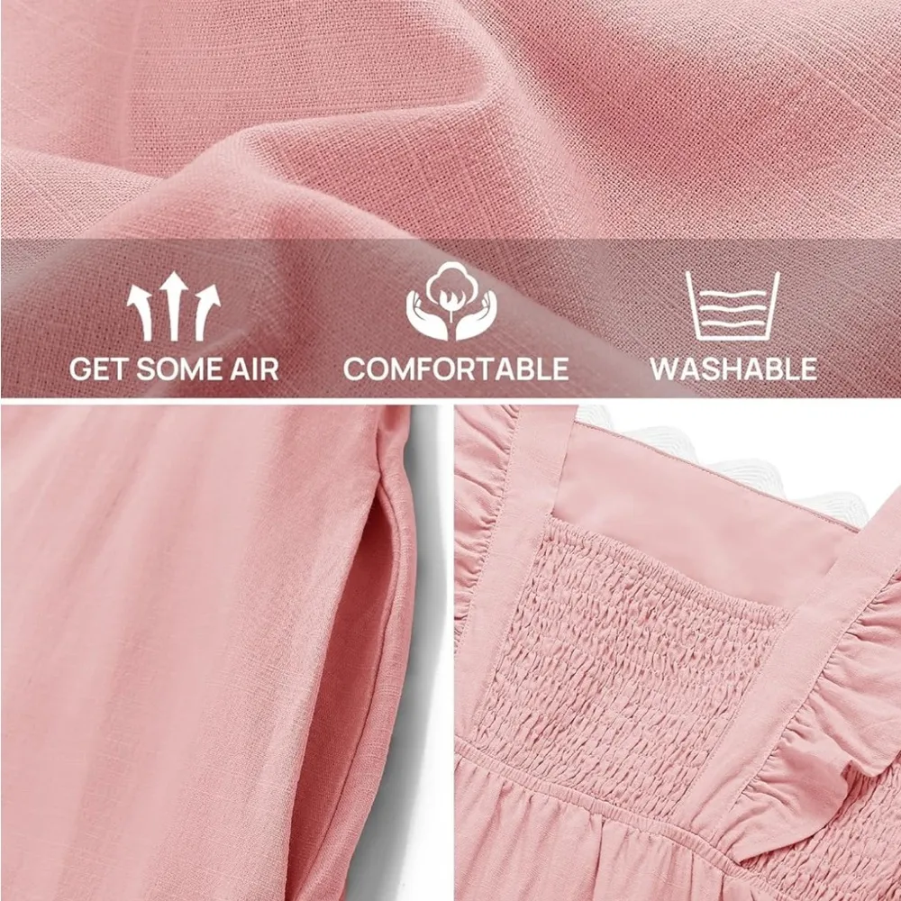 ZESICA SPAGHETTI STRAPS SLEEVELESS BACKLESS SMOCKED LACE MIDI DRESS NWT Pink - Image 3