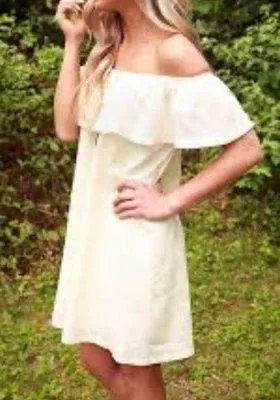 newbury kustom dress off shoulder cream white size small - Image 2