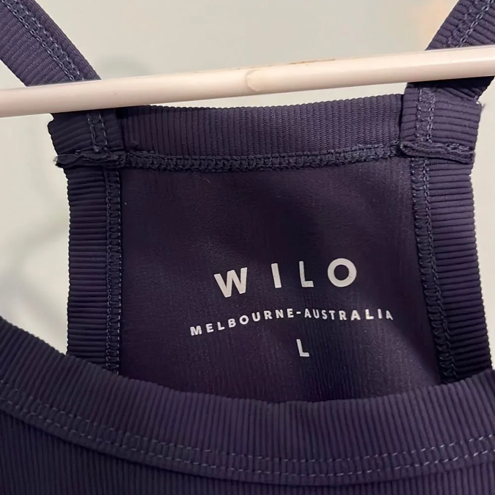 womens wilo blue cropped ribbed activewear tank top running activewear athletic Size L - Image 4