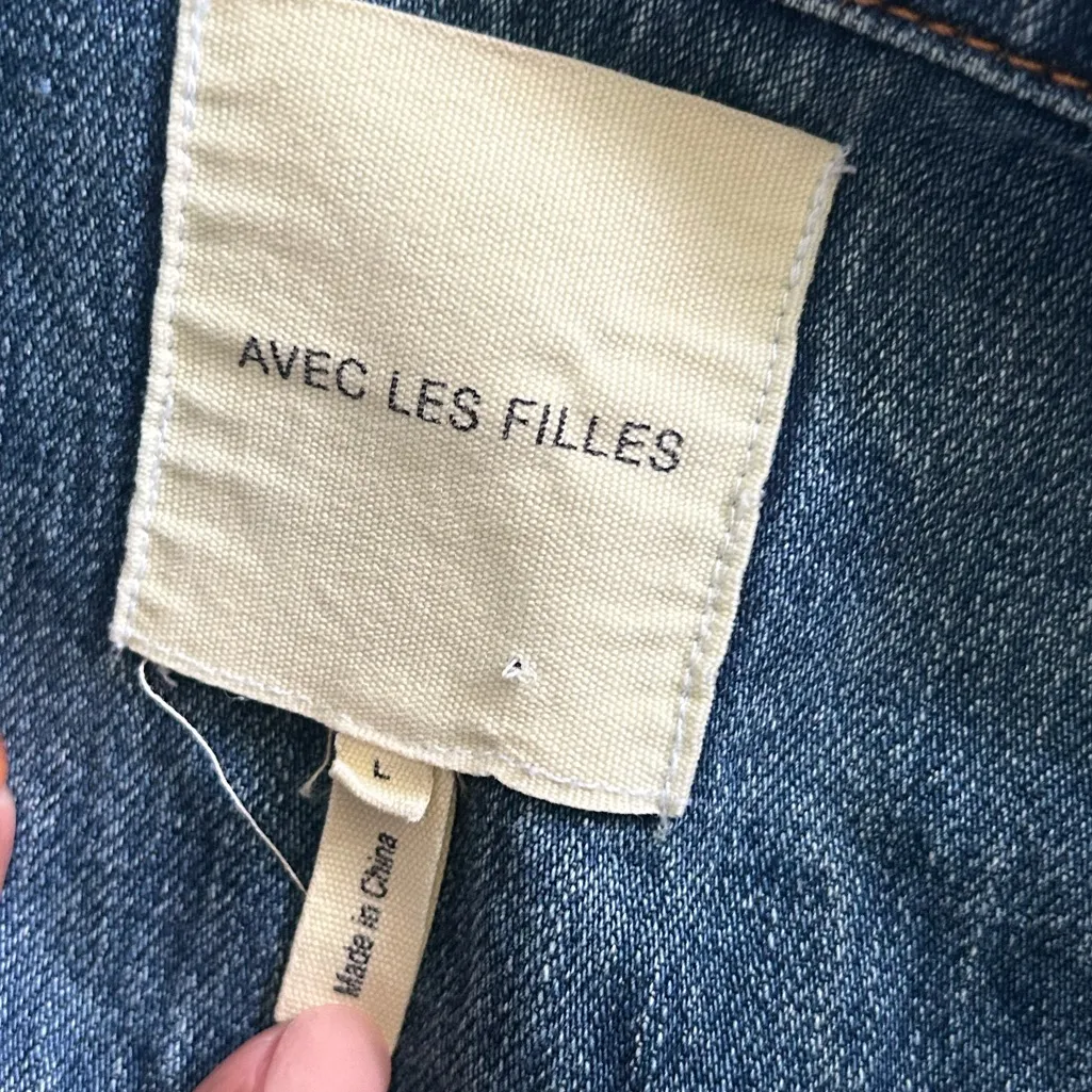 Avec Les Filles | Follow Me Embroidered Cotton Longline Denim Jacket - Image 8