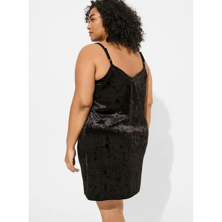 Torrid Sleep Black Velvet Lace Trim Cami Slip Dress Size 3 - Image 2