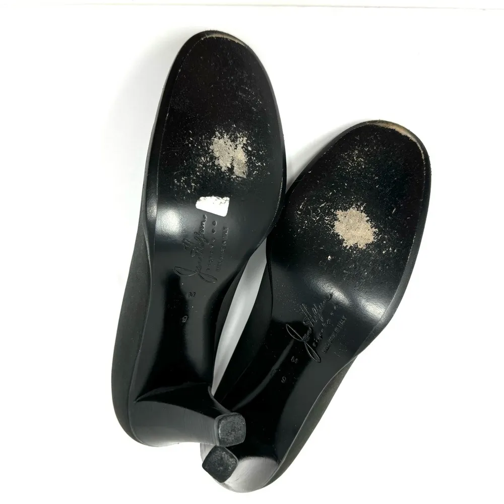 JOAN HELPERN steel gray satin heels, made in Italy, size 9 - Image 11