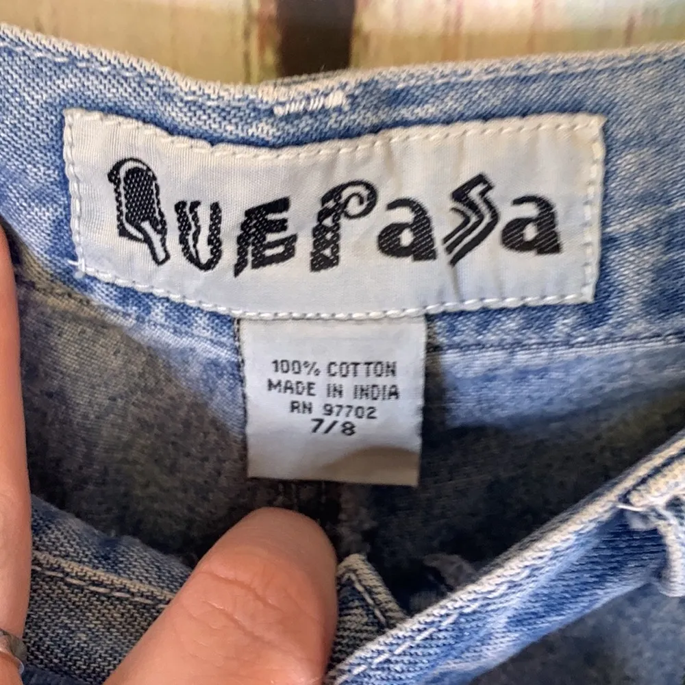 Vintage Que Pasa Embroidered Jean Skirt Size 7/8 Yellow - Image 3