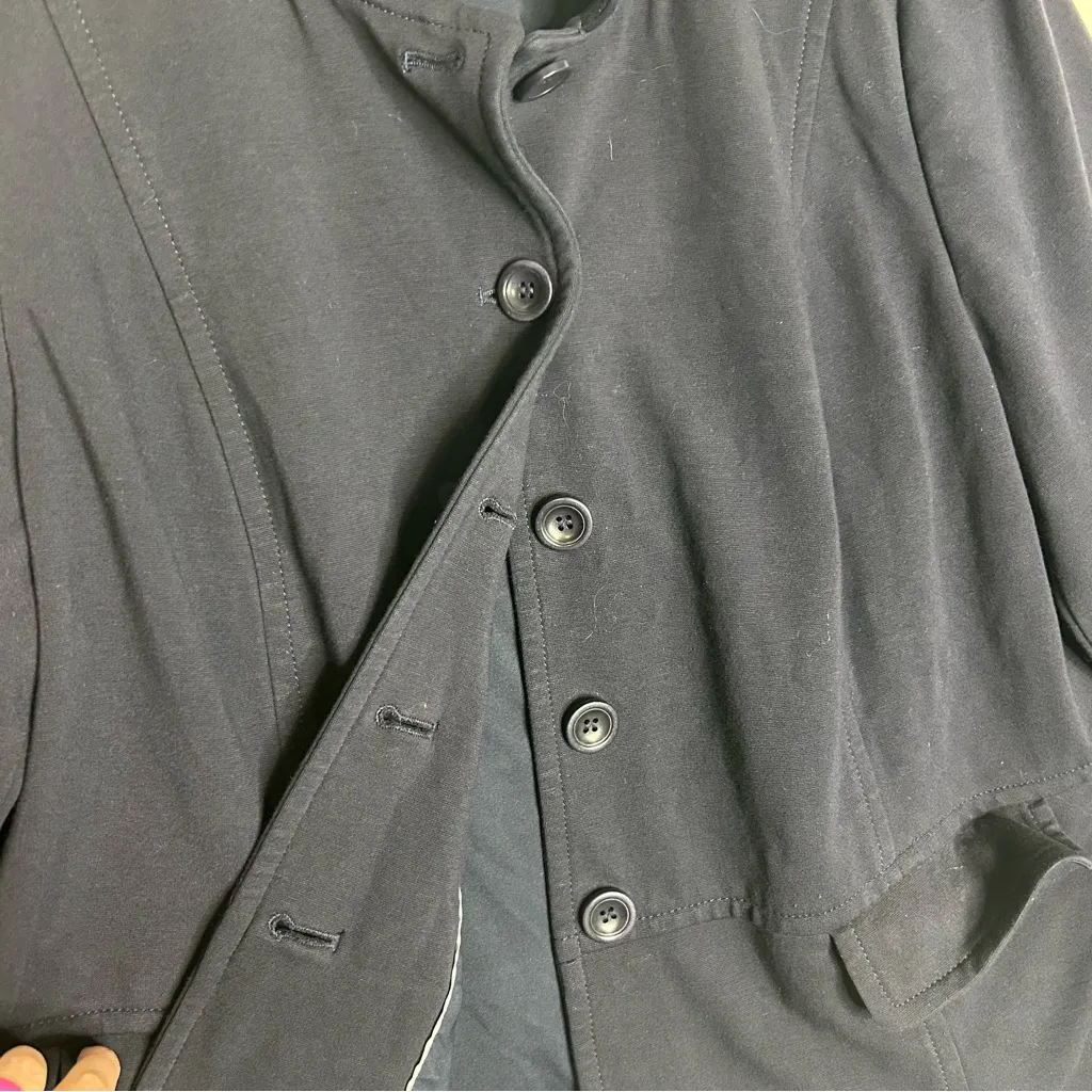 Talbots Blue Blazer Sports Jacket Coat Button Up Pockets Fabric Knit in Italy 18 - Image 3