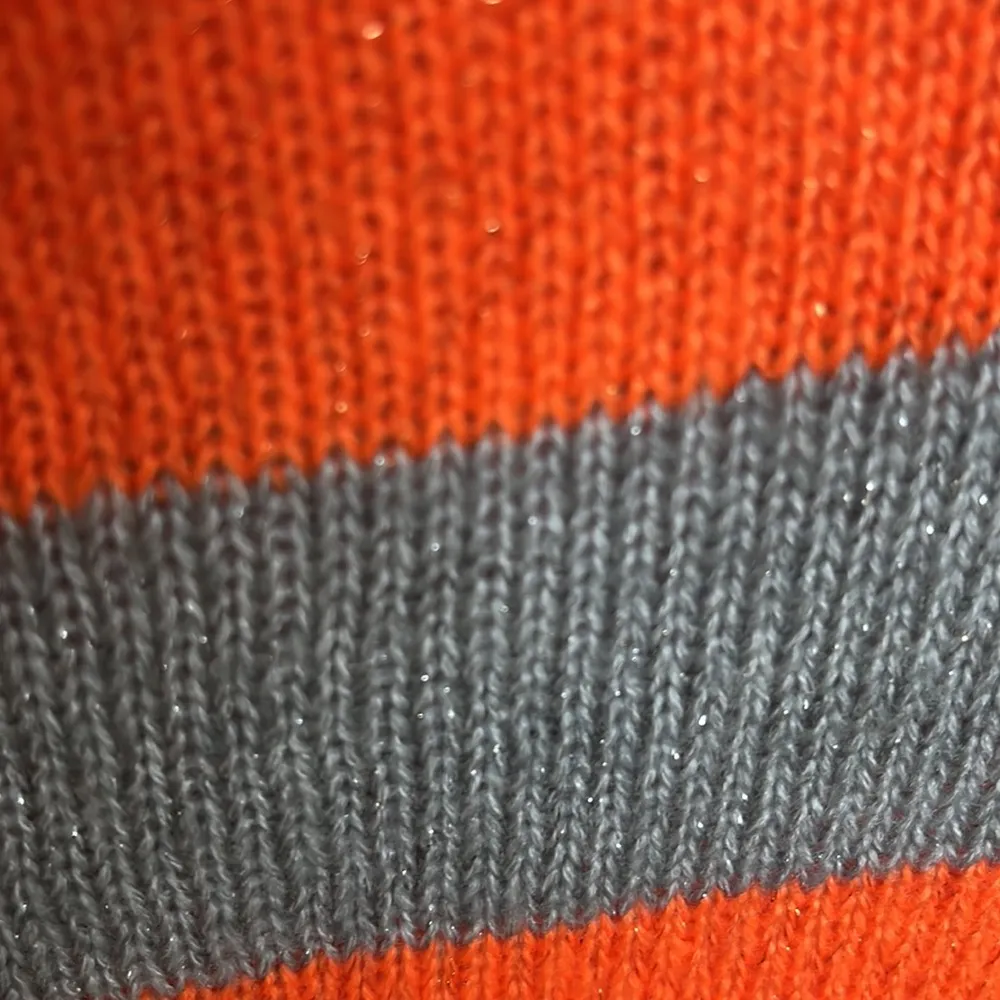 Aeropostale Sweater Orange Silver Stripe Lightweight Womens Small Crewneck - Image 11