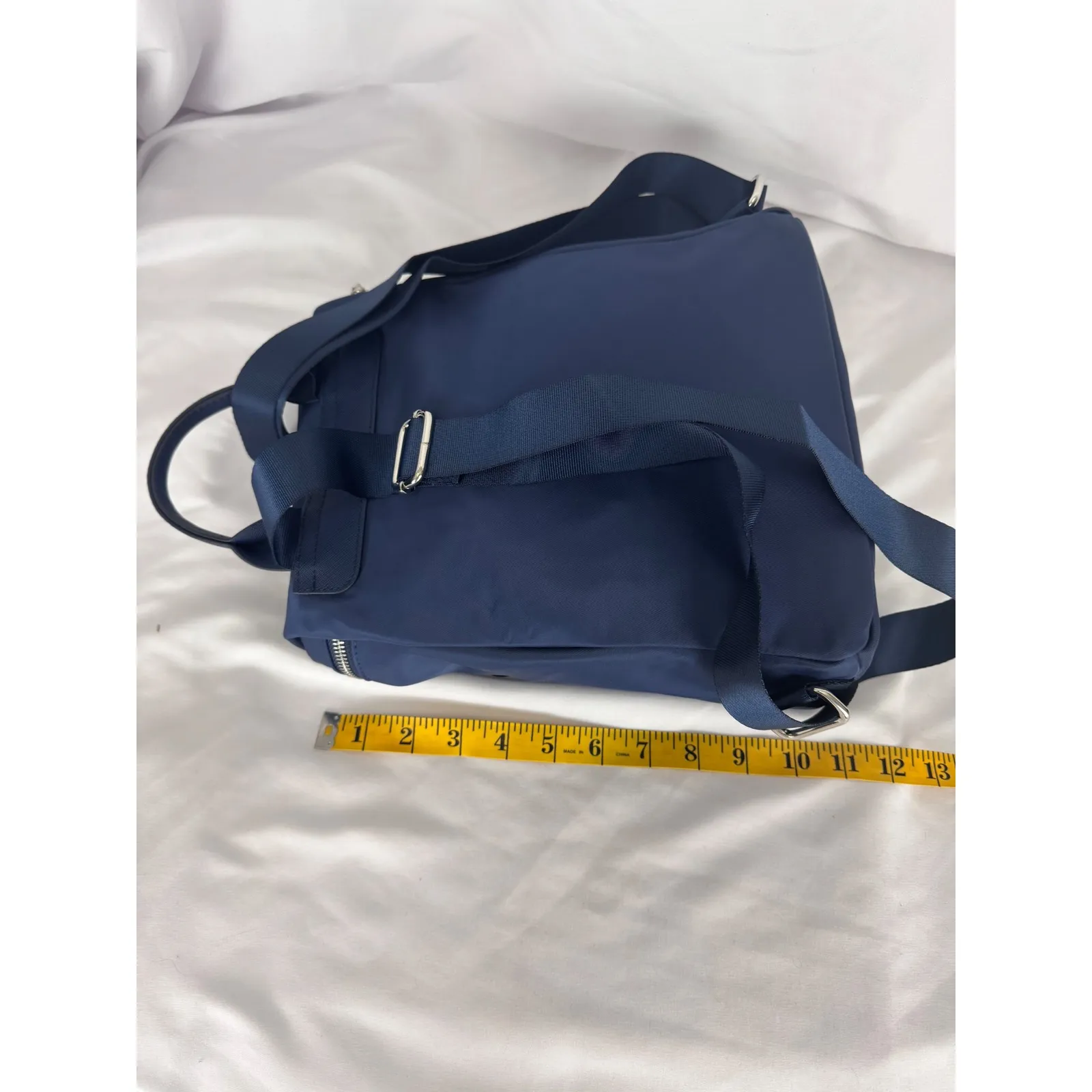 Giani Bernini Backpack Convertible Shoulder Bag Double Zip Navy Blue - Image 10