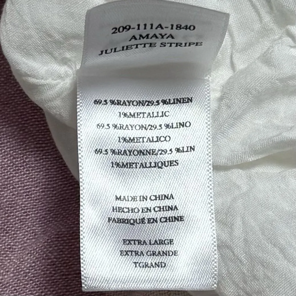 Rails Amaya Midi Dress in Juliette Stripe Linen Blend Coastal Resort Vacation XL - Image 10