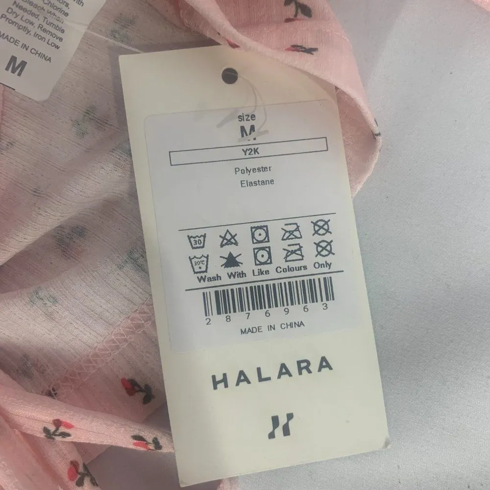 Halara Women's Cherry Y2K Short Sleeved Side Drawstring Cropped Casual T-Shirt M - Image 8