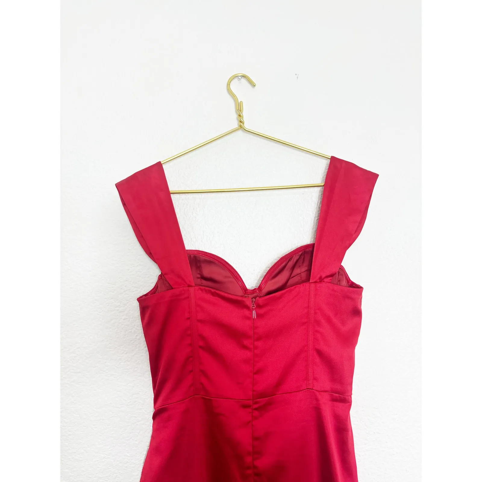 Miss Circle Hedy Red Satin Corset Draped Dress Size XL Sexy Cocktail Wedding - Image 12