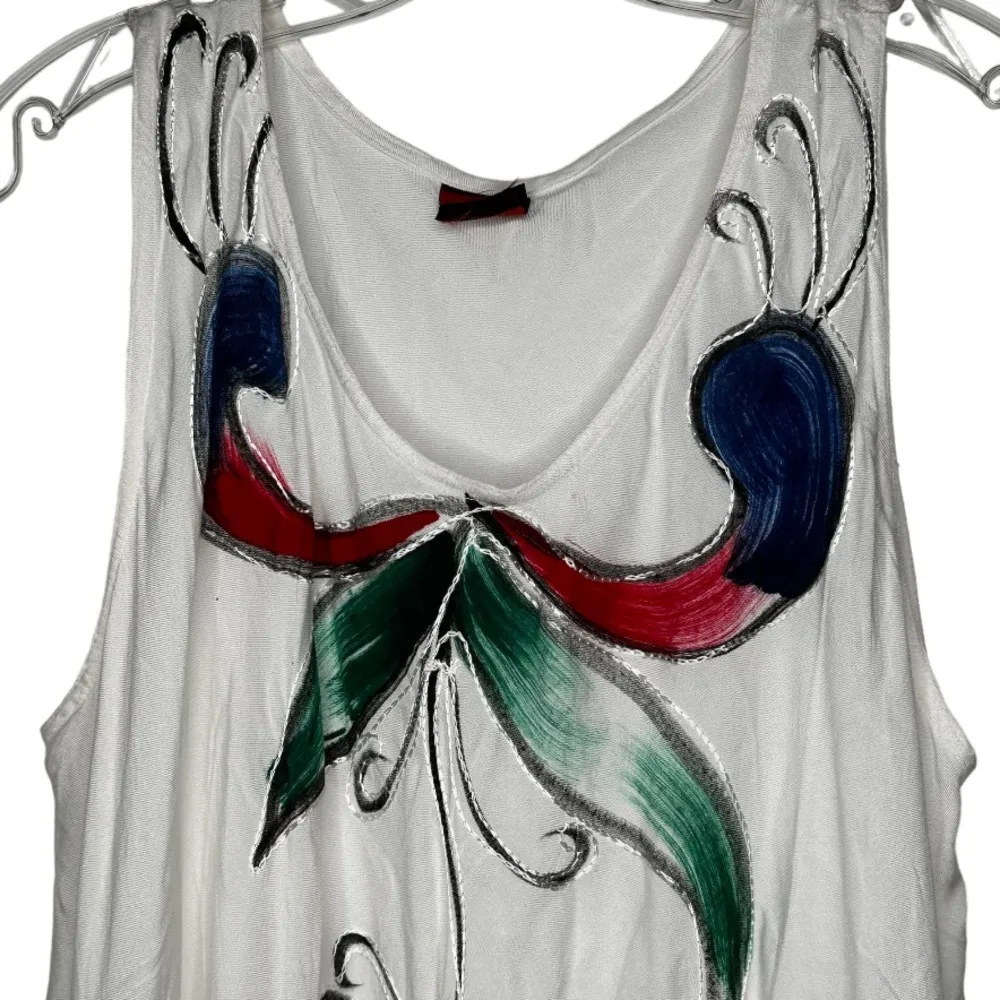 Rayon Colorful‎ Dress White Size M - Image 2