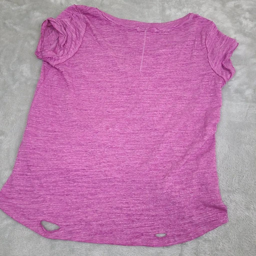 We the Free Sundance‎ Slouchy T-Shirt Azalea Pink Distressed V-Neck, Size M - Image 5