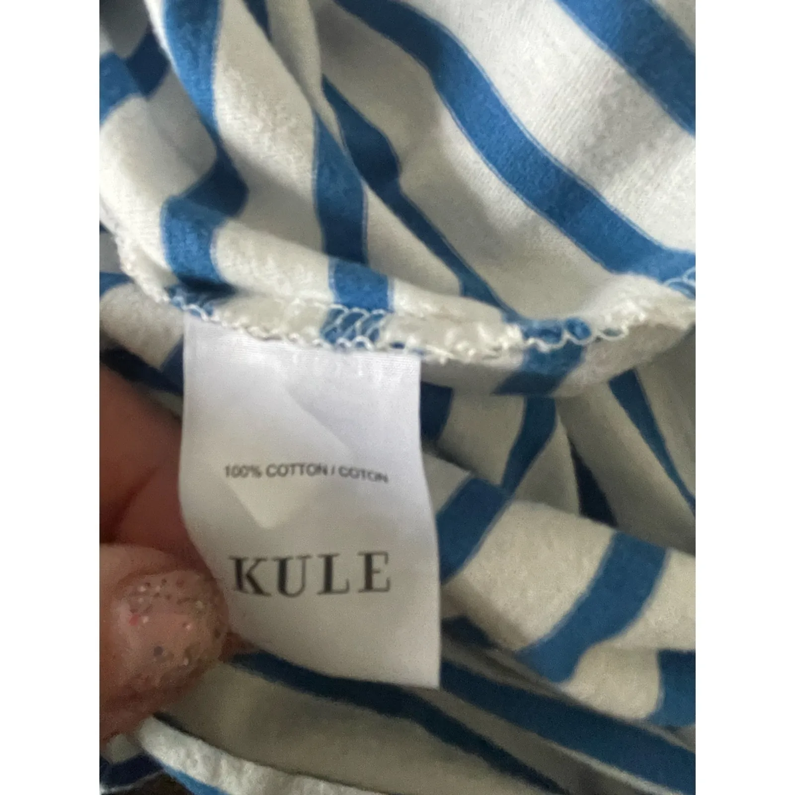 KULE The Tank Dress in White & Royal Blue Cotton Size XXL - Image 5
