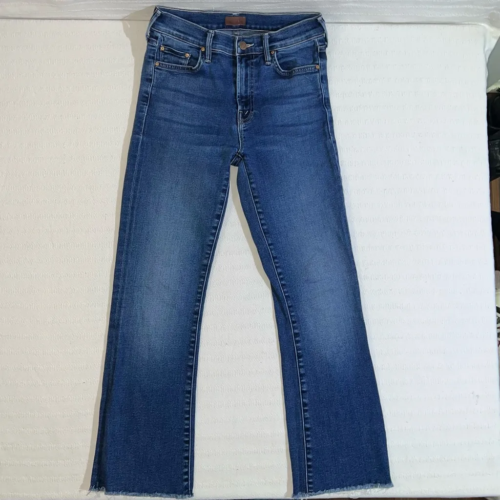 MOTHER The Outsider Ankle Fray Jeans Size 25 Uncharted Waters Blue Designer - Image 3