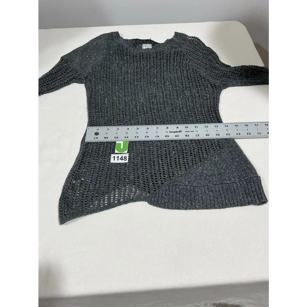 Woman’s Converse All Star Medium Dark Gray Open Knit Pullover Sweater - Image 7