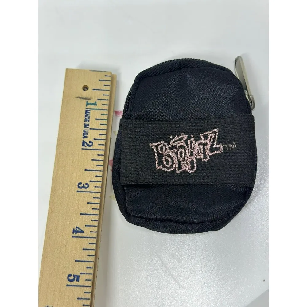 Bratz Black Embroidered Logo Coin Purse Pastel Ribbon Bows Circular Zipper Pouch - Image 5