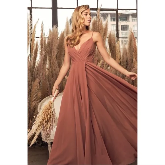 Lulu’s All About Love Rusty Rose Maxi Dress Sz Large Boho Bridesmaid Dress - Image 2