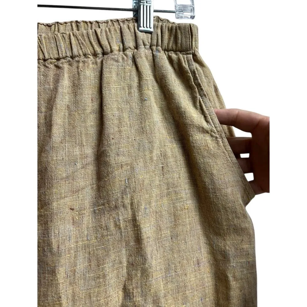 Flax by Jeanne Engelhart Linen Pants Small Toffee Brown Long Tapered Lagenlook - Image 3