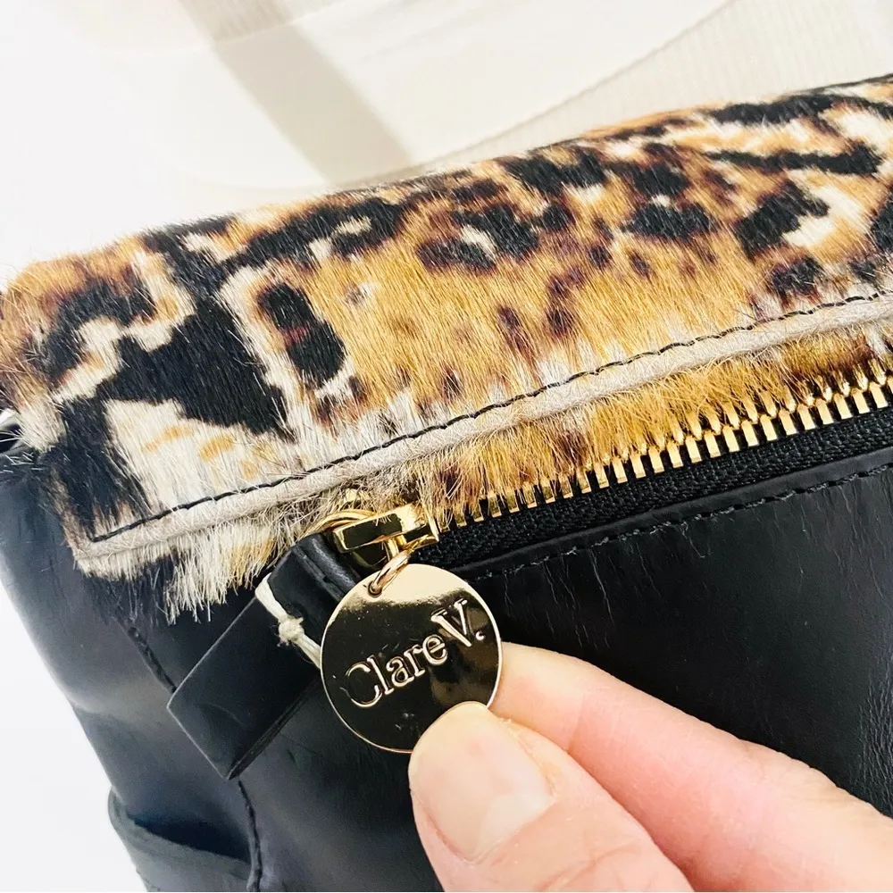 Clare V leather RARE leather & pony hair crossbody bag Black - Image 5