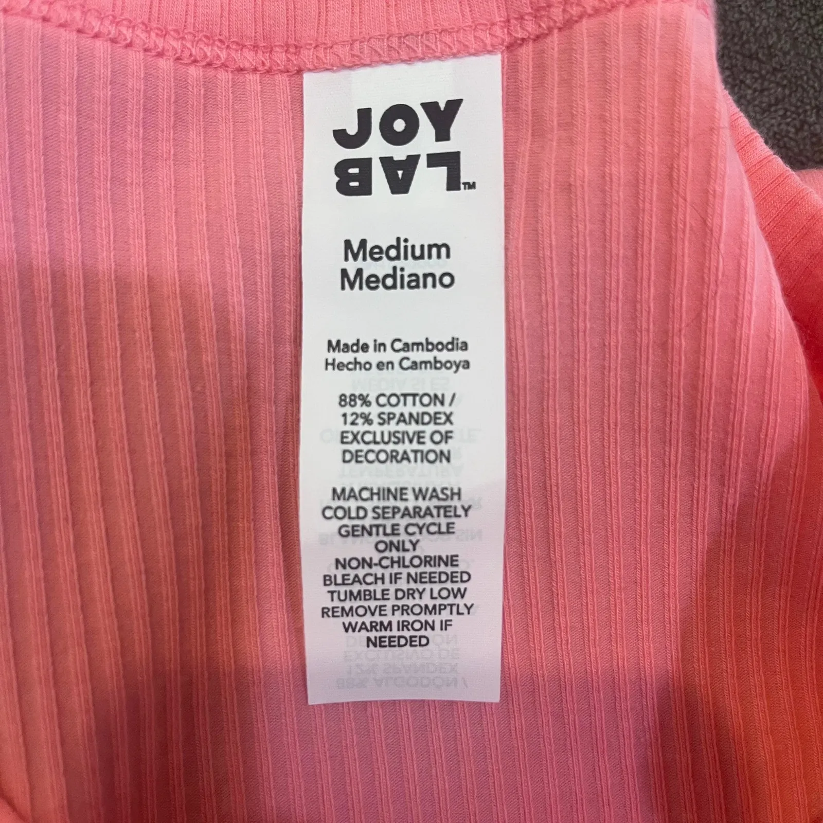 JoyLab Pink Short Sleeve Crew Neck Knit Rib T-Shirt Casual Crop Top Medium - Image 3