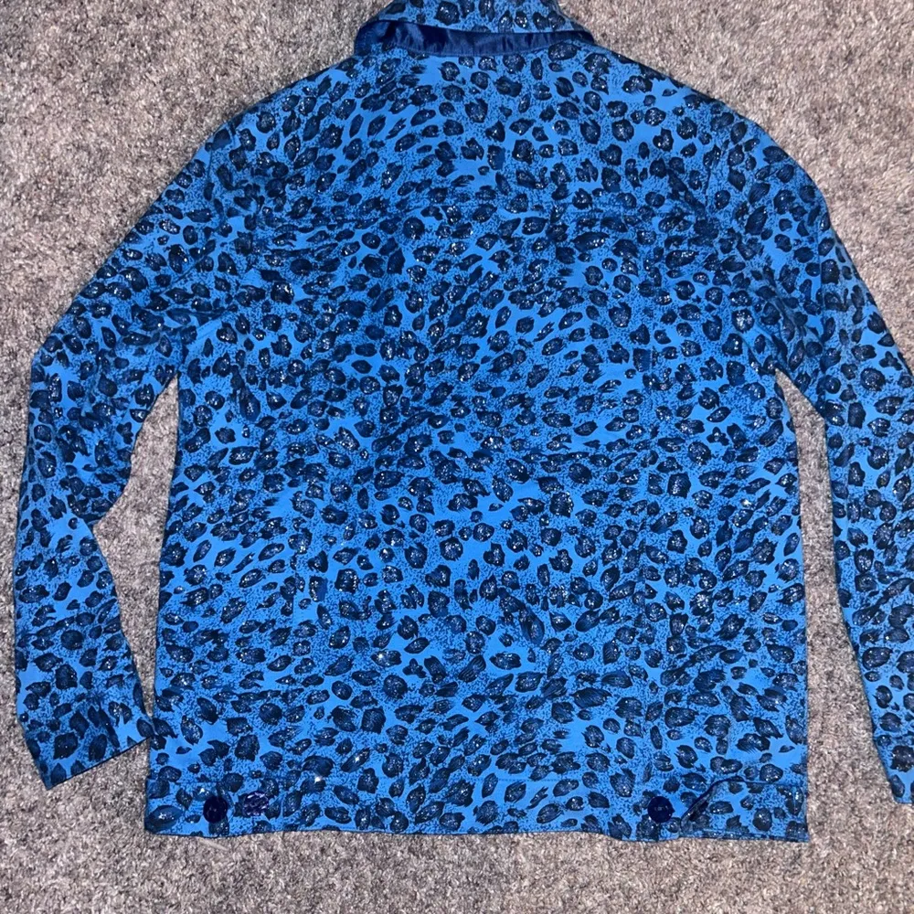Draper’s & Damon’s Teal Blue Animal Print Long Sleeve Jacket / Blazer Sz Small - Image 6