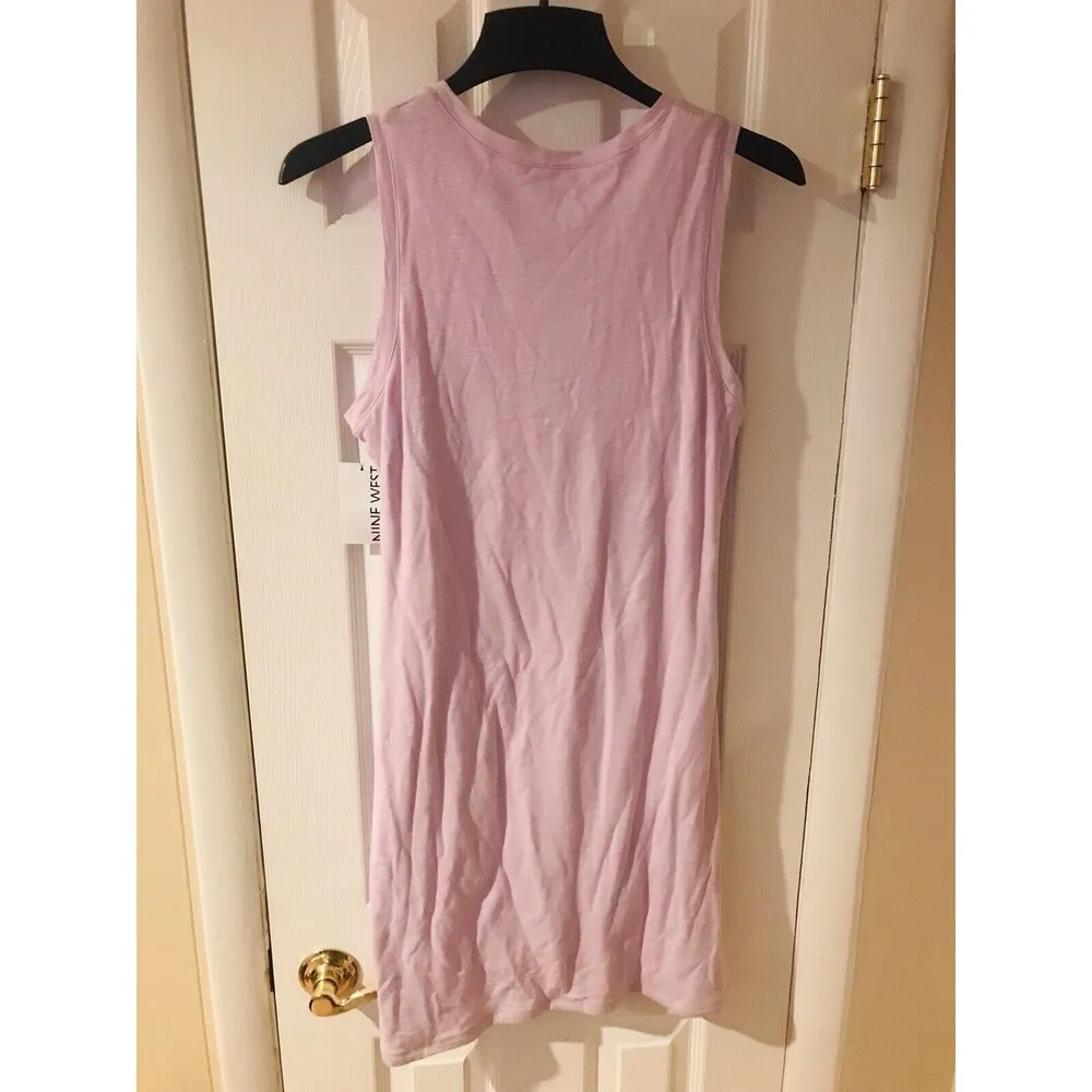 Nine West French Terry Tulip-Hem Sheath Dress Summer Sundress Purple Sz L New - Image 6