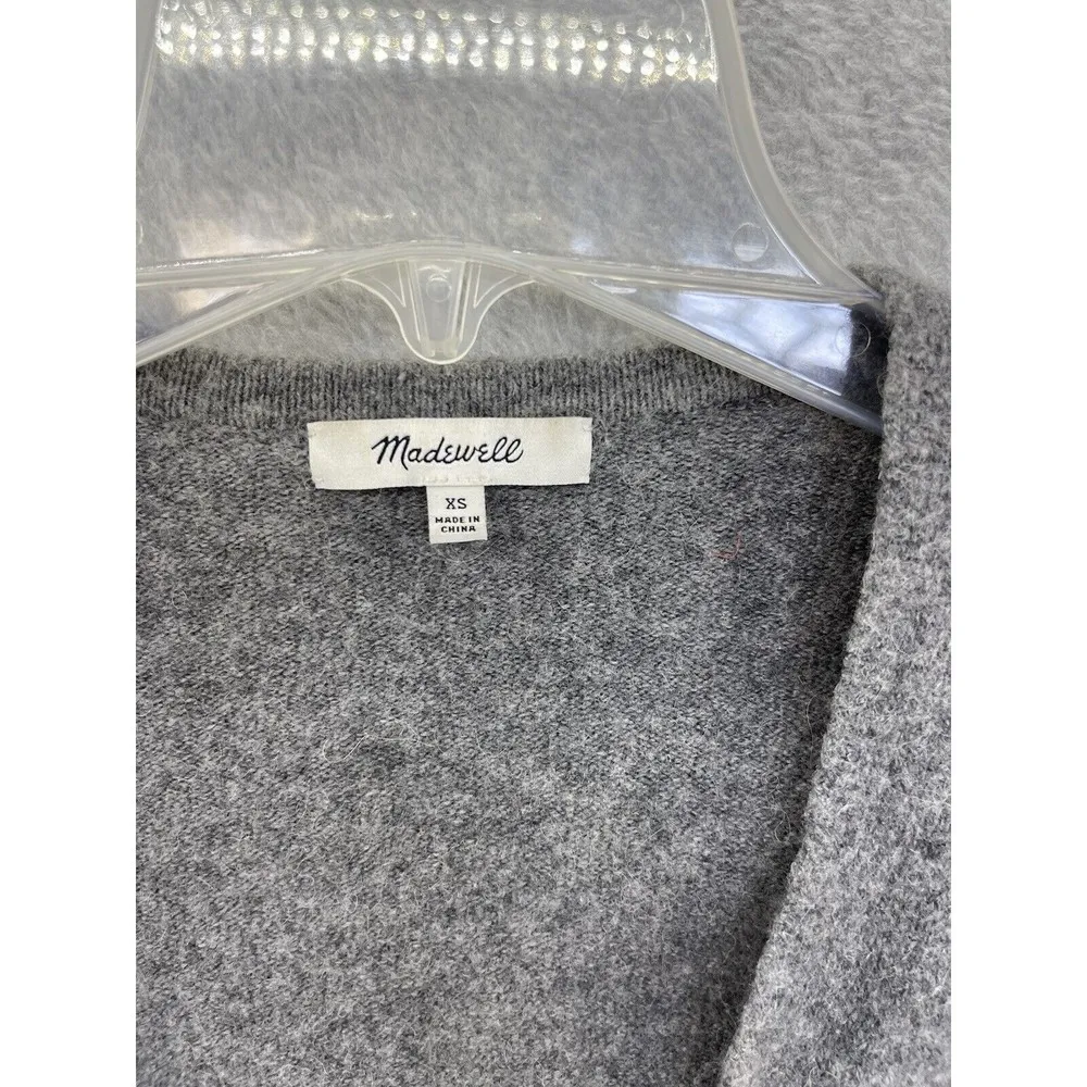 Madewell Gray Open Front Cardigan Ribbed Long Sleeve Sweater Size XS Merino Wool - Image 11