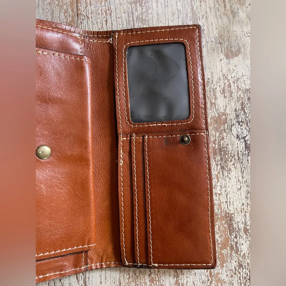 Patricia Nash Italian Leather Floral Wallet Fold Over Checkbook Tri-Fold Artsy - Image 7