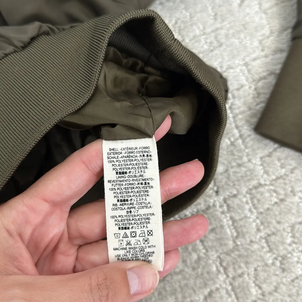 Free People Midnight Bomber Jacket Olive Green zip up jacket - Image 5