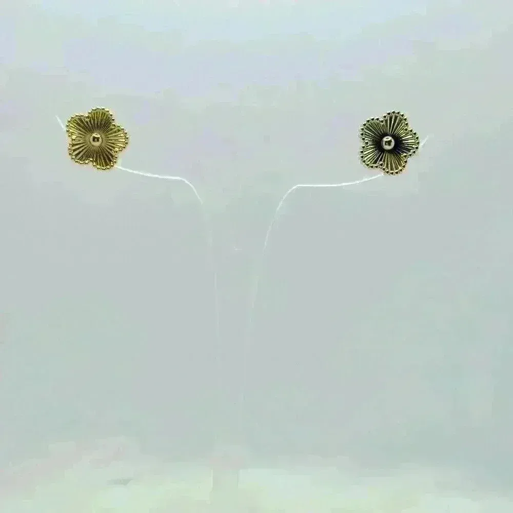 Golden Flower Stud Earrings Gold - Image 3