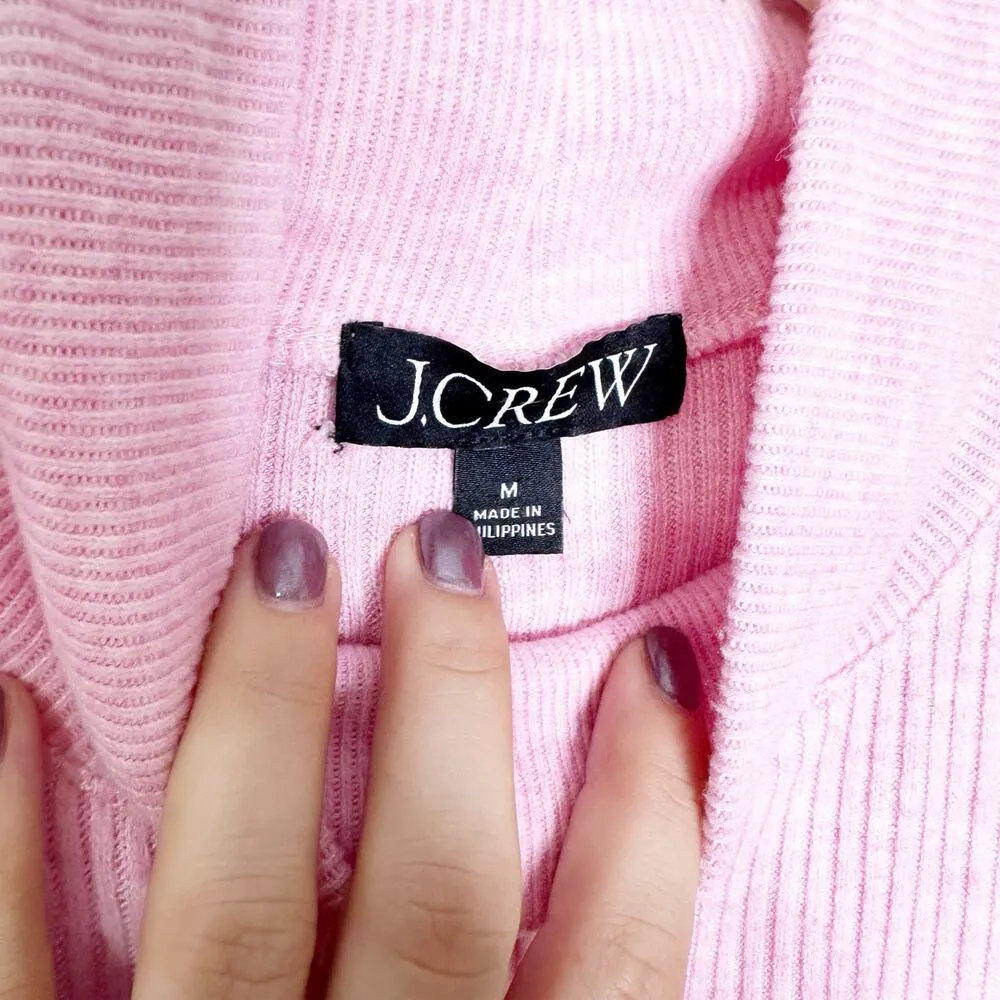 J. Crew Womens Jumper Sweater Long Sleeve Mock Neck Ribbed Knit Pink Medium - Image 6