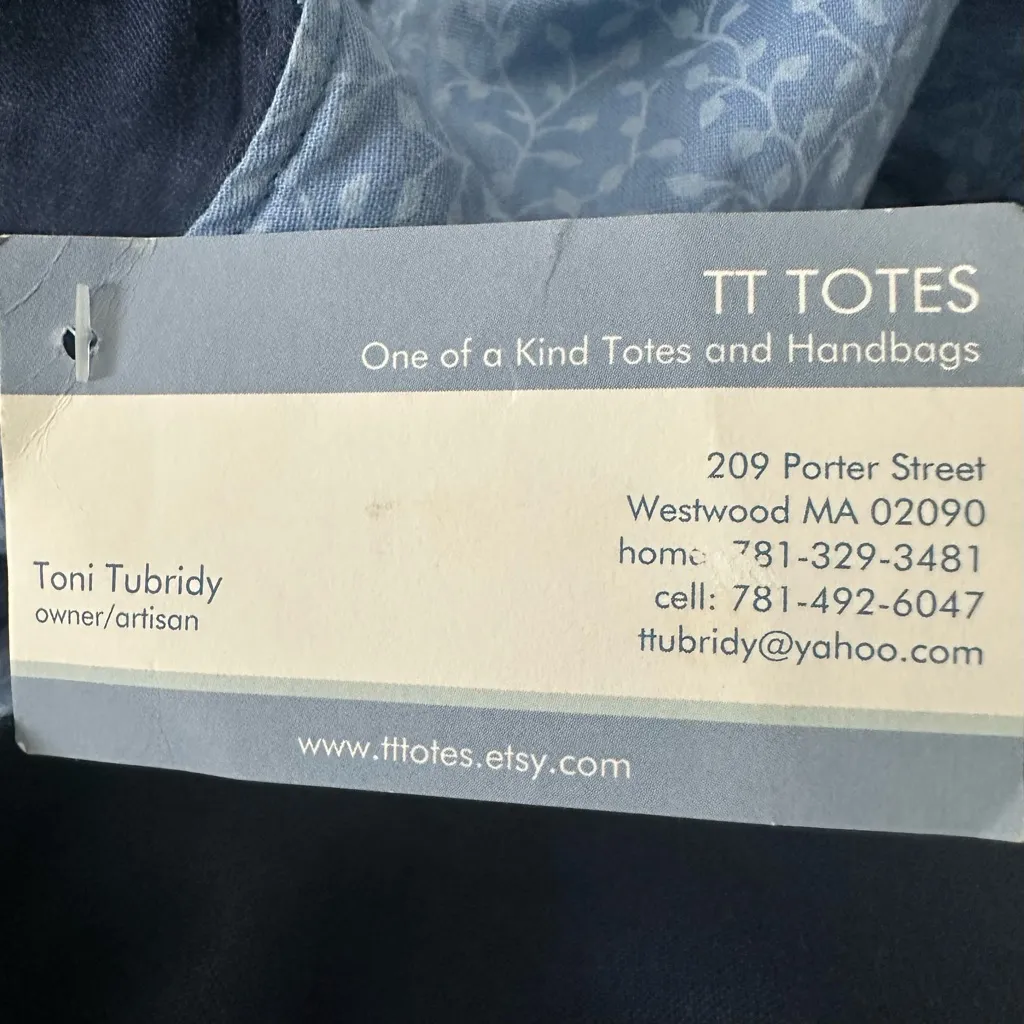 Handmade TT Totes Original Navy Linen Anchors Print Handbag - Image 8