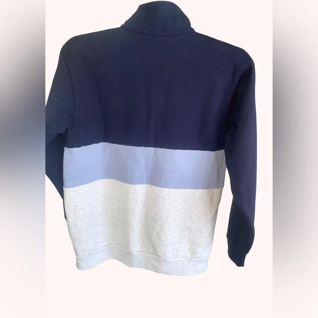 NWT Brandy Melville Gray & Blue Quarter Zip Sweater Cotton Blend Woman's Medium - Image 2