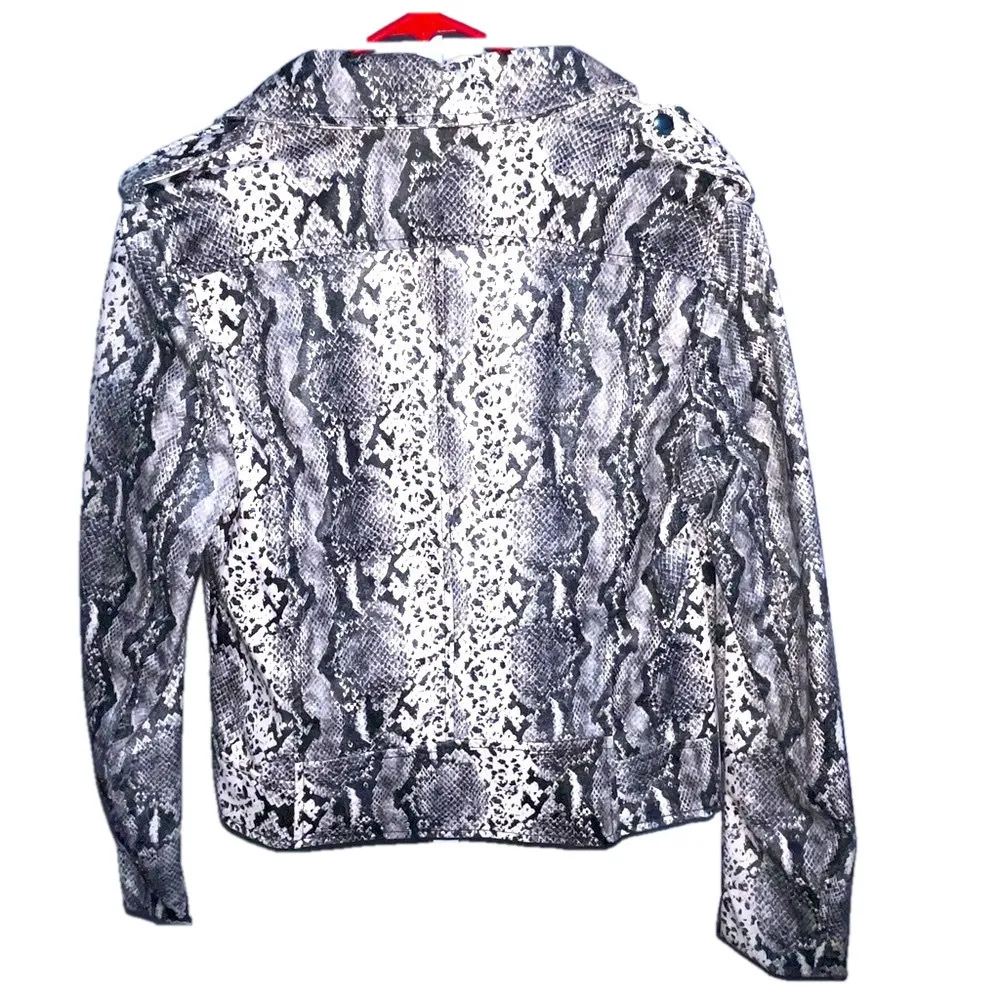 Philosophy Faux Leather Snakeskin Moto Jacket Crop Edgy Layers Womens Medium - Image 2