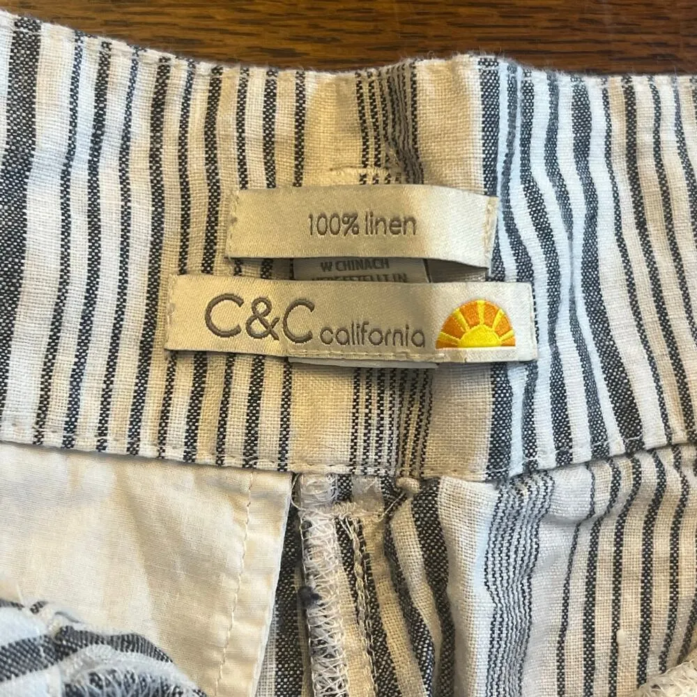 C&C California 100% Linen Striped Shorts - Image 5