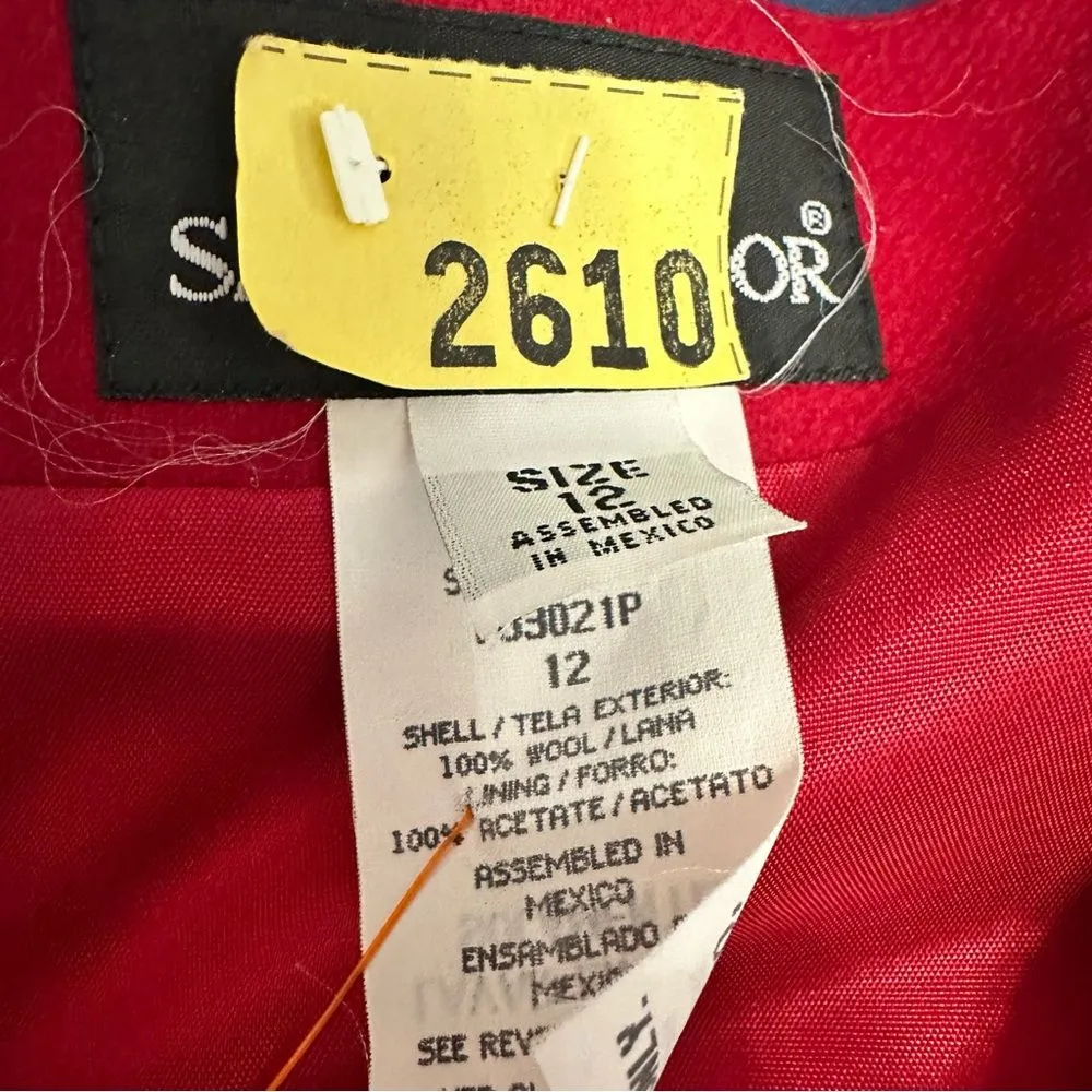 Sag Harbor Vintage 90’s Wool Red Sleeveless V-Neck Sheath Midi Dress - Image 2