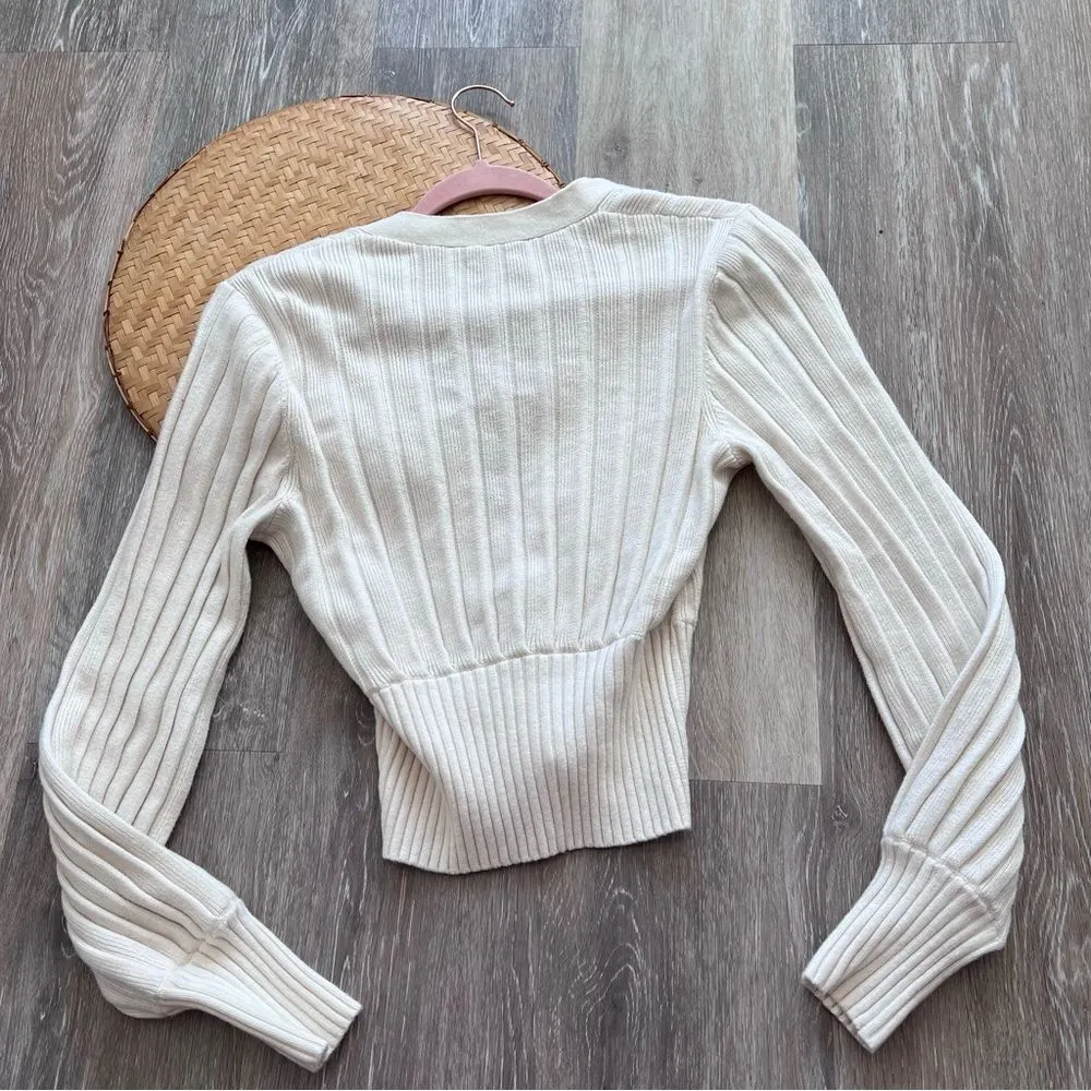 Aritzia‎ Wilfred Thais plunge front cardigan sweater ribbed knit women’s size M - Image 9