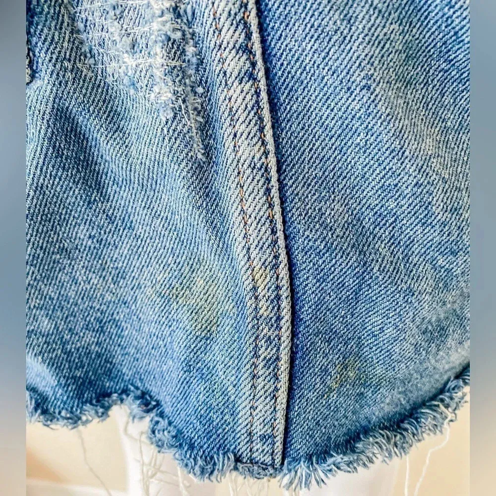 We The Free  by Free People | Distressed Ripped Jean Denim Skirt | Size 24 - Image 4