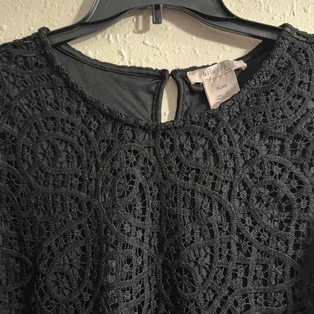 Philosophy Black Boxy Embellished Short Sleeve Blouse - Image 4