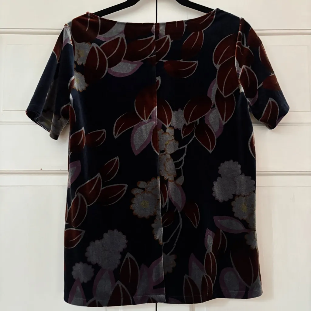 Ann Taylor Botanical Velvet Blouse Moody Floral Print Size Small Fall Photos Top - Image 8