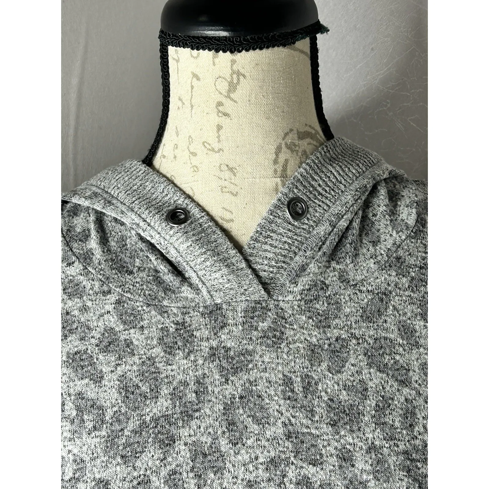 Rails Murray Melange Gray Leopard Hoodie Pullover Sweatshirt Sz M Soft Boxy Crop - Image 4