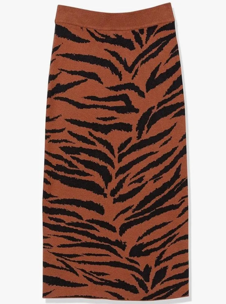 The Drop Iris 100% Cotton Knitted Midi Pencil Skirt Pull - Image 5