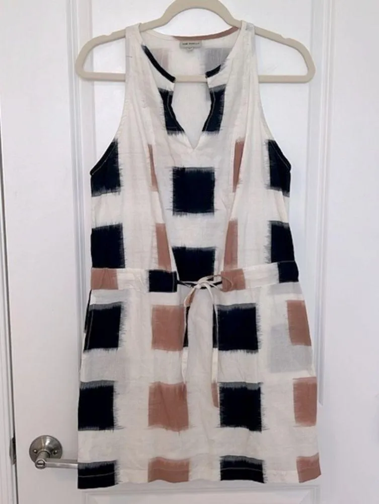 Anthropologie The Odells Yarn-Dyed Henley Shirt Dress Ikat Print Navy Small - Image 9