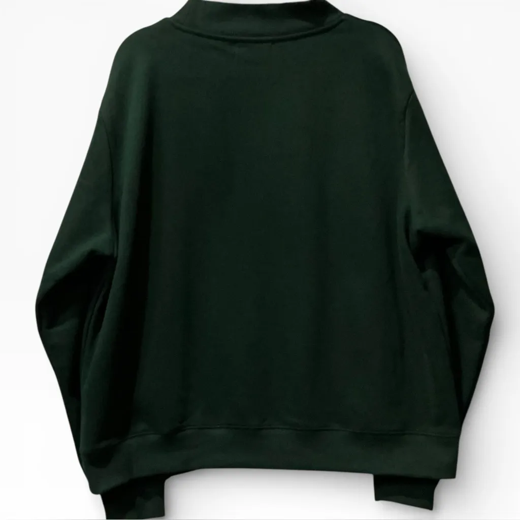 PARKE Varsity Mock Neck Pullover Sweatshirt Forest + Maroon L / XL - Image 3